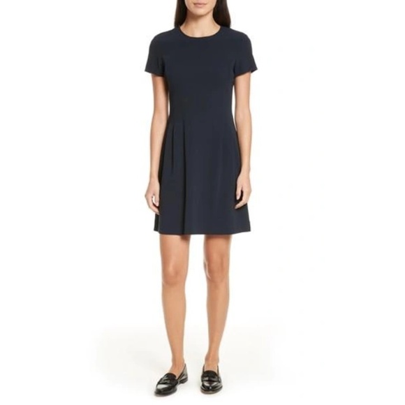 THEORY Corset Admiral Crepe Tee Dress in Navy - Picture 1 of 12